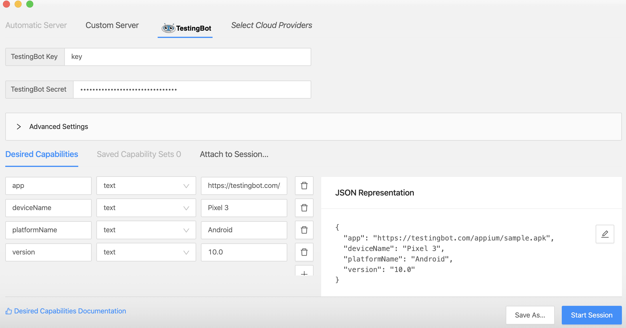 Appium Inspector with TestingBot