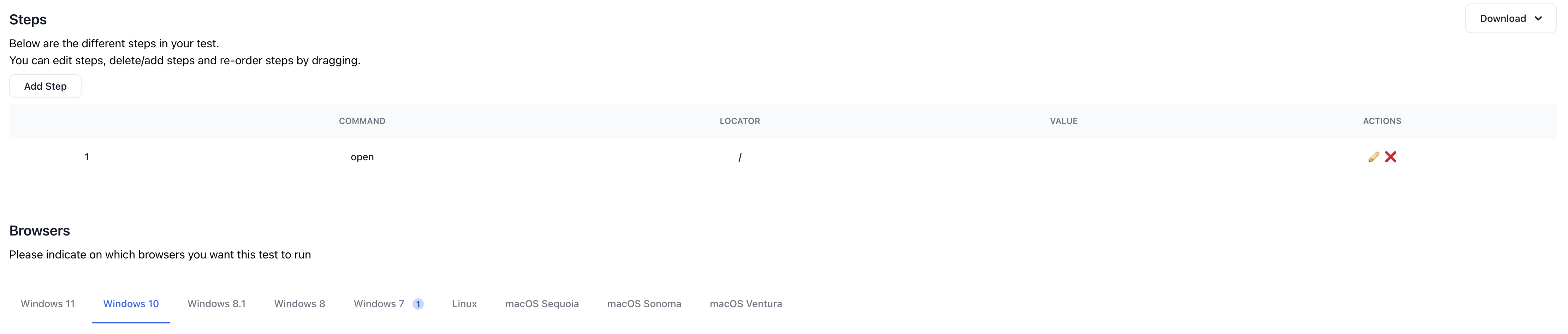Selenium IDE: steps