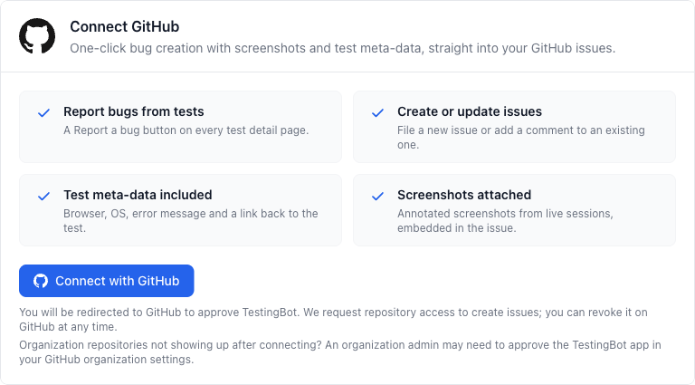 Connect GitHub to TestingBot