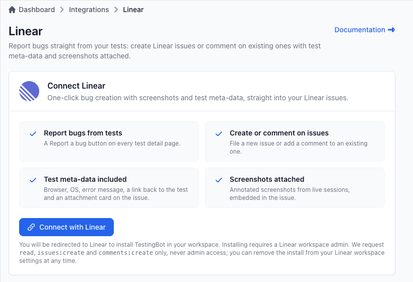 Connect Linear to TestingBot