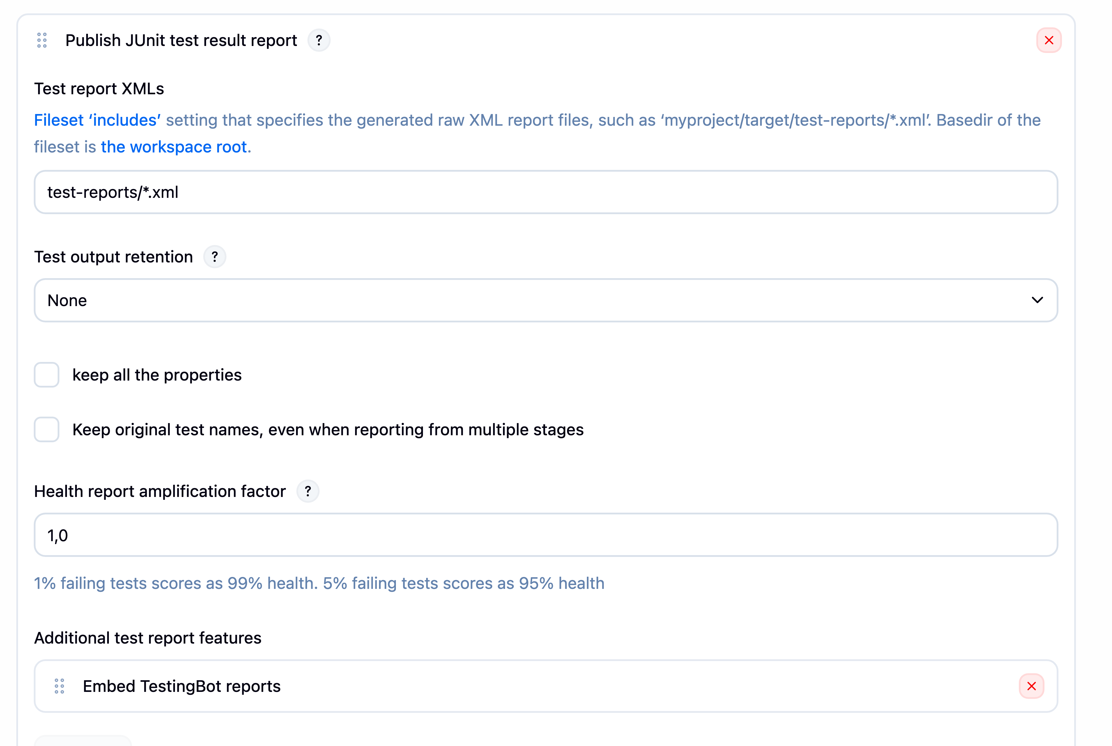 TestingBot test reports embedded in a Jenkins build