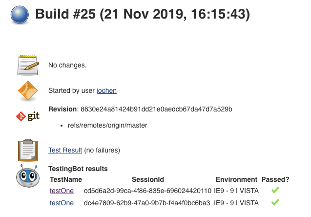 test results in Jenkins