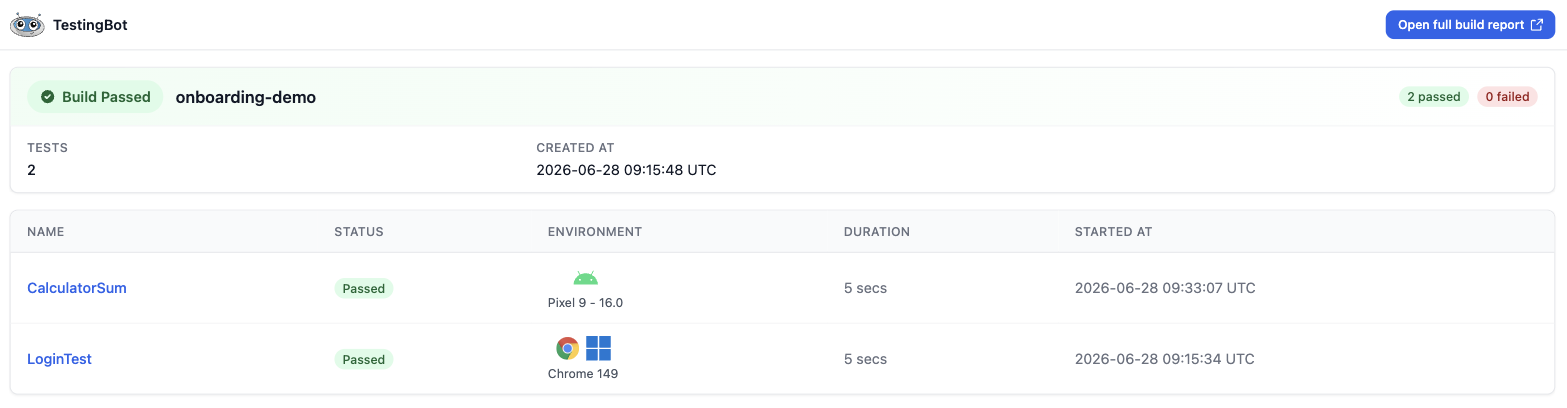 Embeddable build reports for CI