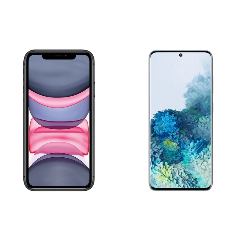 iPhone 11 and Samsung Galaxy S20 Physical Devices