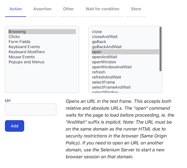 Selenium IDE Step Options